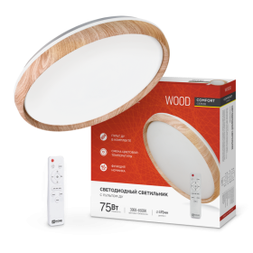 Светильник светодиодный COMFORT WOOD 75Вт 3000-6500К 490х90мм, пульт