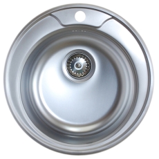 Мойка нерж. врезная, круглая 490х165 (0,6 мм) сифон, крепеж, уплотн.лента