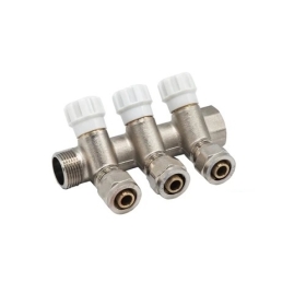 Коллектор 3/4 гш-1/2 ш  с кранами 3 выхода РЕГУЛИРУЕМЫЙ (+ ЕК 16х1/2")