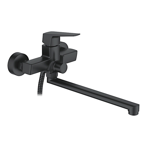 Смеситель Ванна LEDEME 2281B ЧЕРНЫЙ шар. d-25 длинный излив