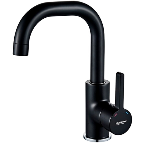 Смеситель Умывальник LEDEME 1099B, d35 на гайке (ЧЕРНЫЙ)