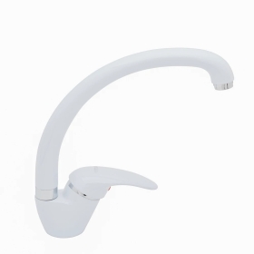 Смеситель ОПТИМА кухня (08120) 35 мм, ручка боковая, ГЛЯНЕЦ БЕЛЫЙ