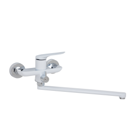 Смеситель ОПТИМА ванна (18630) 35 мм, дивертор к/б, излив 30 см, БЕЛЫЙ