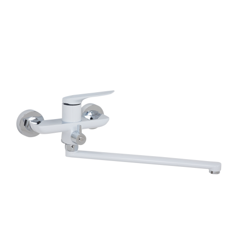 Смеситель ОПТИМА ванна (18630) 35 мм, дивертор к/б, излив 30 см, БЕЛЫЙ