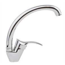 Смеситель ОПТИМА кухня (17694) 40 мм,  ручка боковая,  с гайкой, гибкий излив, СЕРЫЙ