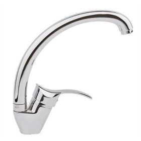 Смеситель ОПТИМА кухня (17694) 40 мм,  ручка боковая,  с гайкой, гибкий излив, СЕРЫЙ