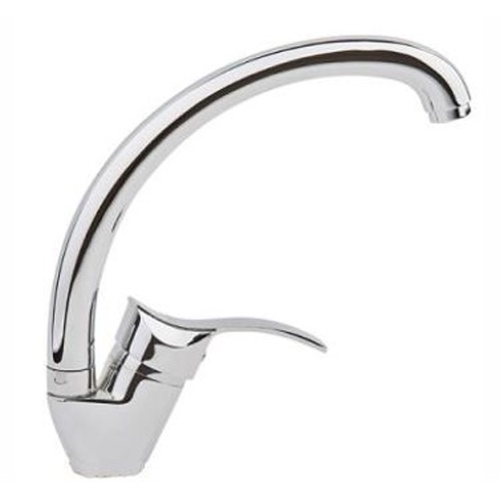 Смеситель ОПТИМА кухня (17694) 40 мм,  ручка боковая,  с гайкой, гибкий излив, СЕРЫЙ