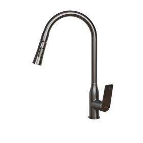 Смеситель ОПТИМА кухня (18627) 40 мм, выдвижная лейка, СЕРЫЙ