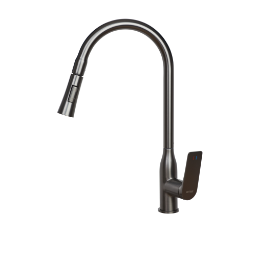 Смеситель ОПТИМА кухня (18627) 40 мм, выдвижная лейка, СЕРЫЙ