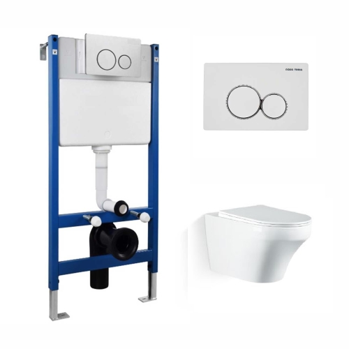 Инсталляция с унитазом (кнопка белая) ФЛОРА Aqua Toria